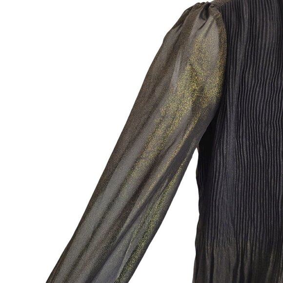 Nanette Lepore Shimmery Black and Gold Blouse Size Small - Picture 5 of 16